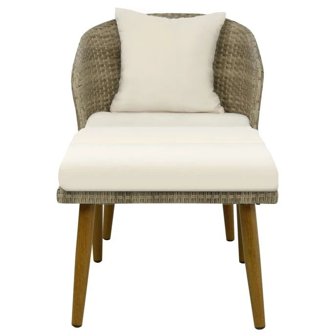 Chaise Longue De Jardin Gris/beige Résine Tressée 4 Chaise Longue De Jardin Gris/beige Résine Tressée – Image 4