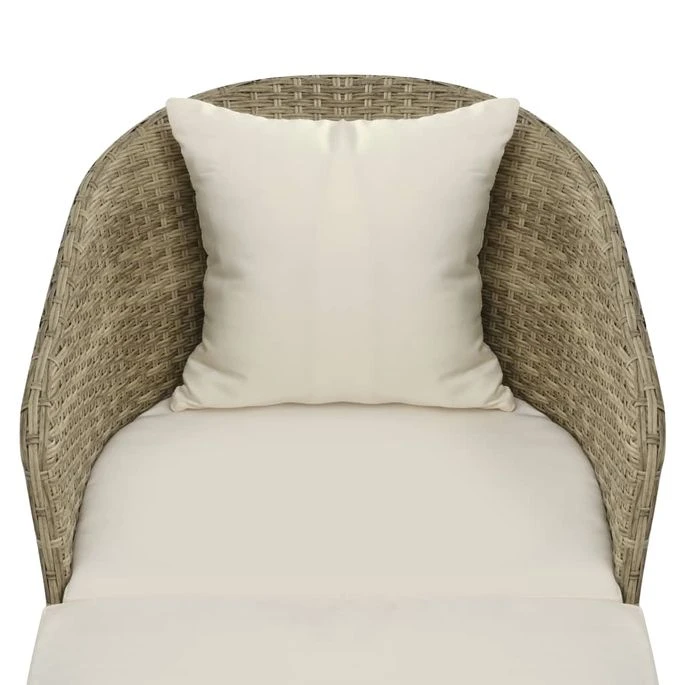 Chaise Longue De Jardin Gris/beige Résine Tressée 5 Chaise Longue De Jardin Gris/beige Résine Tressée – Image 5