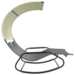 Chaise Longue Double à Bascule Avec Auvent Gris Et Crème -Chair Soldes Boutique chaise longue double a bascule avec auvent gris et creme 3666722124751 1345196