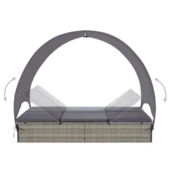 Chaise Longue Double Avec Auvent Résine Tressée Gris -Chair Soldes Boutique chaise longue double avec auvent resine tressee gris 8719883860404 980746