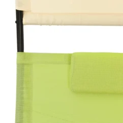 Chaise Longue Double Avec Auvent Textilène Vert Et Crème -Chair Soldes Boutique chaise longue double avec auvent textilene vert et creme 3666722363136 936862