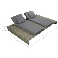 Chaise Longue Double Avec Coussin Résine Tressée Gris 2 -Chair Soldes Boutique chaise longue double avec coussin resine tressee gris 3666722329415 975077