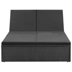 Chaise Longue Double Avec Coussin Résine Tressée Noir -Chair Soldes Boutique chaise longue double avec coussin resine tressee noir 8719883860350 980718