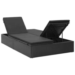Chaise Longue Double Avec Coussin Résine Tressée Noir -Chair Soldes Boutique chaise longue double avec coussin resine tressee noir 8719883860350 980721