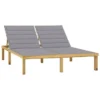 Chaise Longue Double Et Coussins Gris Bois De Pin Imprégné 3