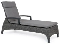 Chaise Longue En Aluminium Anthracite Avec Coussins Ben