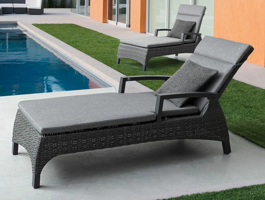 Chaise Longue En Aluminium Anthracite Avec Coussins Ben 2 Chaise Longue En Aluminium Anthracite Avec Coussins Ben – Image 2