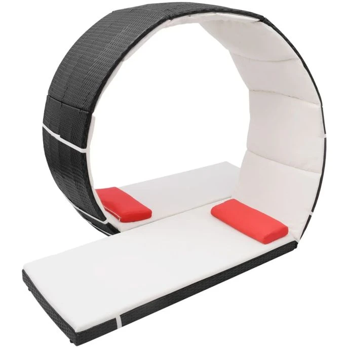 Chaise Longue Forme De Boucle Résine Tressée Noir 1 Chaise Longue Forme De Boucle Résine Tressée Noir