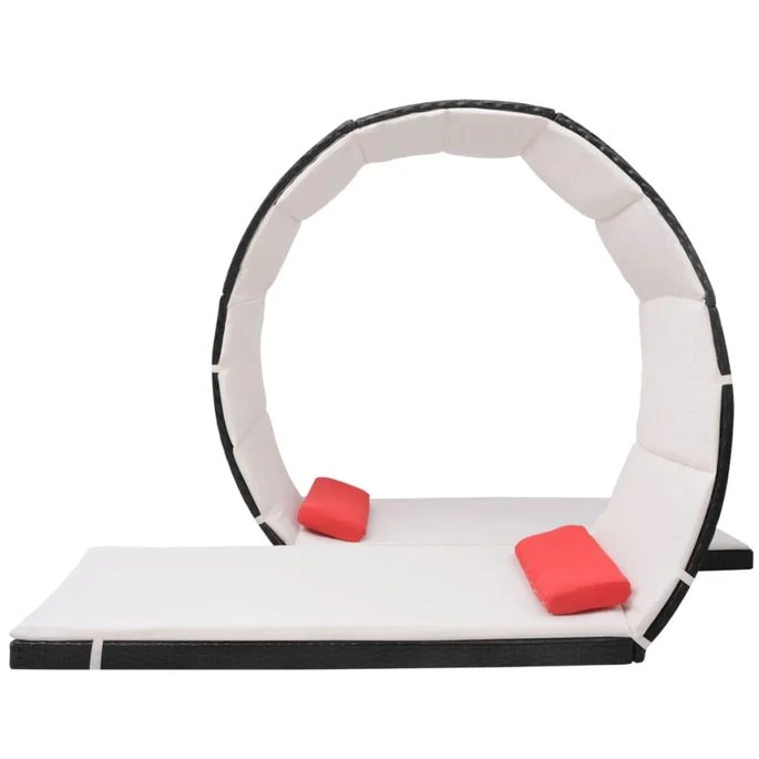 Chaise Longue Forme De Boucle Résine Tressée Noir 2 Chaise Longue Forme De Boucle Résine Tressée Noir – Image 2