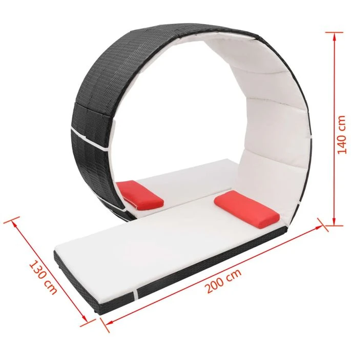 Chaise Longue Forme De Boucle Résine Tressée Noir 4 Chaise Longue Forme De Boucle Résine Tressée Noir – Image 4