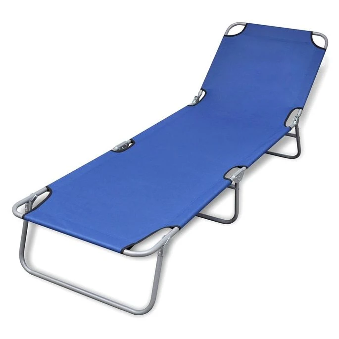 Chaise Longue Pliable Acier Enduit De Poudre Bleu 1 Chaise Longue Pliable Acier Enduit De Poudre Bleu