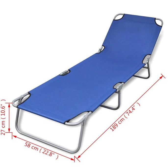 Chaise Longue Pliable Acier Enduit De Poudre Bleu 6 Chaise Longue Pliable Acier Enduit De Poudre Bleu – Image 6