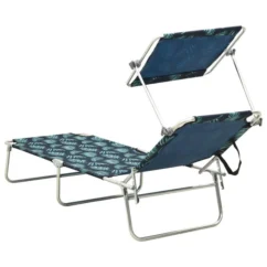 Chaise Longue Pliable Avec Auvent Motif De Feuilles Aluminium -Chair Soldes Boutique chaise longue pliable avec auvent motif de feuilles aluminium 3666722363808 936288