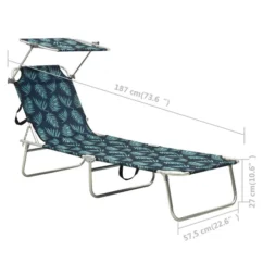 Chaise Longue Pliable Avec Auvent Motif De Feuilles Aluminium -Chair Soldes Boutique chaise longue pliable avec auvent motif de feuilles aluminium 3666722363808 936293