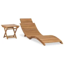 Chaise Longue Pliable Avec Table Bois De Teck Solide