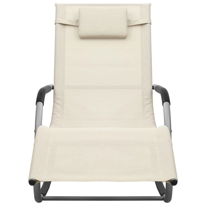 Chaise Longue Textilène Crème Et Gris 2 2 Chaise Longue Textilène Crème Et Gris 2 – Image 2