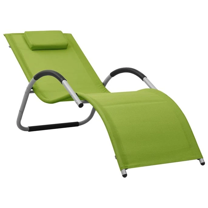 Chaise Longue Textilène Vert Et Gris 1 Chaise Longue Textilène Vert Et Gris
