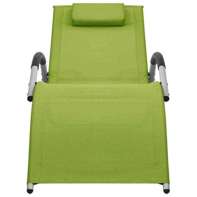 Chaise Longue Textilène Vert Et Gris 2 Chaise Longue Textilène Vert Et Gris – Image 2