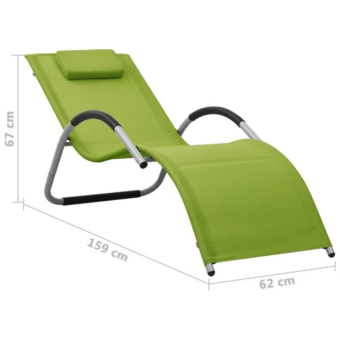 Chaise Longue Textilène Vert Et Gris 7 Chaise Longue Textilène Vert Et Gris – Image 7