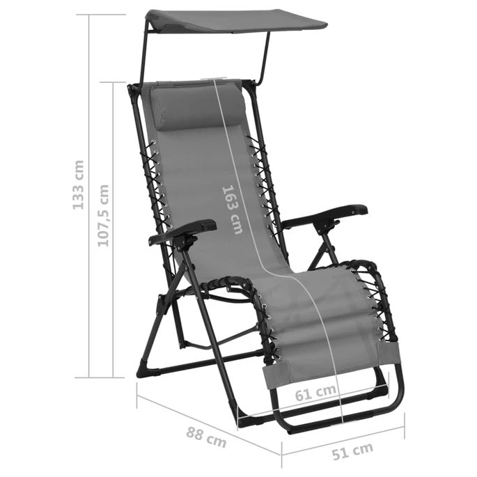 Chaise Pliable De Terrasse Textilène Gris 11 Chaise Pliable De Terrasse Textilène Gris – Image 11