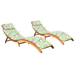 Chaises Longues 2 Pcs Avec Coussins Bois D'acacia Solide 27