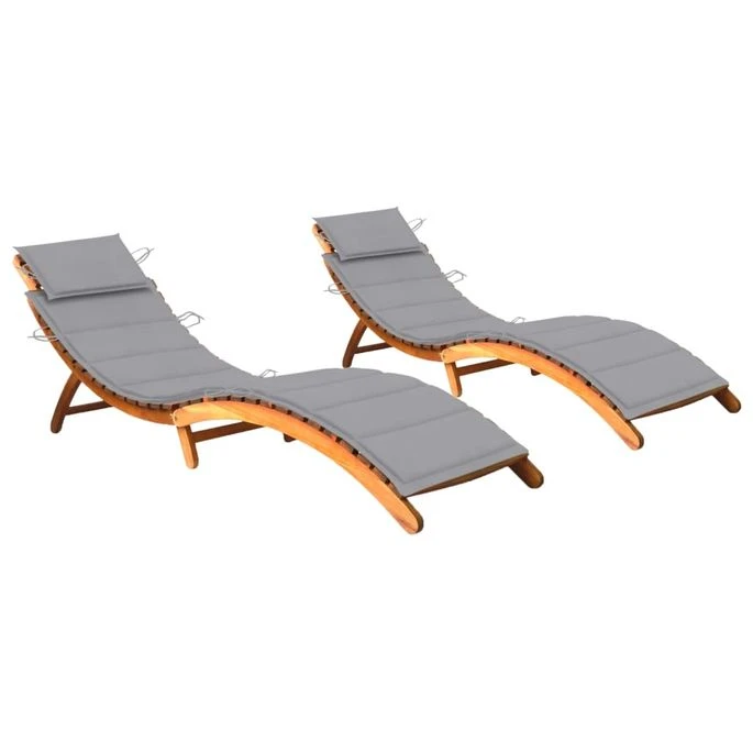 Chaises Longues 2 Pcs Avec Coussins Bois D'acacia Solide 20 1 Chaises Longues 2 Pcs Avec Coussins Bois D'acacia Solide 20