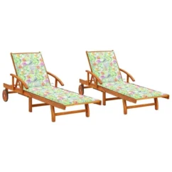 Chaises Longues 2 Pcs Avec Coussins Bois D'acacia Solide 9