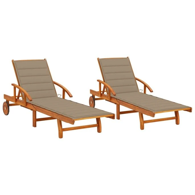 Chaises Longues 2 Pcs Avec Coussins Bois D'acacia Solide 8 1 Chaises Longues 2 Pcs Avec Coussins Bois D'acacia Solide 8