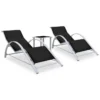 Chaises Longues 2 Pcs Avec Table Aluminium Noir