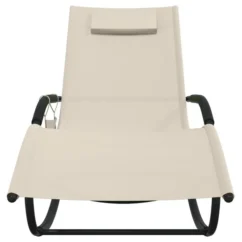 Chaises Longues à Bascule 2 Pcs Crème Acier Et Textilène 2 -Chair Soldes Boutique chaises longues a bascule 2 pcs creme acier et textilene 3666722131940 1330029