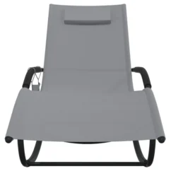 Chaises Longues à Bascule 2 Pcs Gris Acier Et Textilène -Chair Soldes Boutique chaises longues a bascule 2 pcs gris acier et textilene 3666722131957 1330023