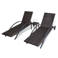 Chaises Longues Avec Table Résine Tressée Marron 2 -Chair Soldes Boutique chaises longues avec table resine tressee marron 3666722330169 974478