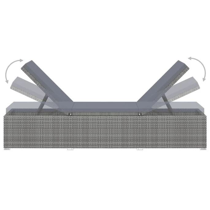 Chaises Longues De Jardin Table à Thé 3 Pcs Résine Tressée Gris 8 Chaises Longues De Jardin Table à Thé 3 Pcs Résine Tressée Gris – Image 8