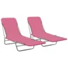 Chaises Longues Pliables 2 Pcs Acier Et Tissu Rose