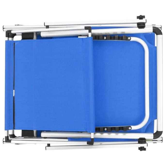 Chaises Longues Pliables Et Toit 2 Pcs Aluminium Textilène Bleu 6 Chaises Longues Pliables Et Toit 2 Pcs Aluminium Textilène Bleu – Image 6