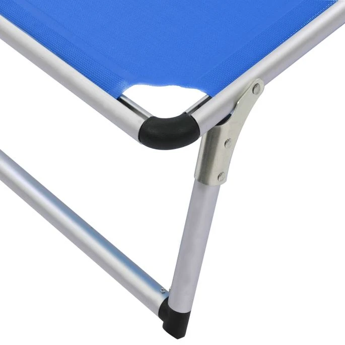 Chaises Longues Pliables Et Toit 2 Pcs Aluminium Textilène Bleu 10 Chaises Longues Pliables Et Toit 2 Pcs Aluminium Textilène Bleu – Image 10