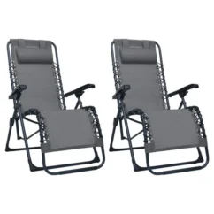 Chaises Pliables De Terrasse 2 Pcs Gris TextilĂšne