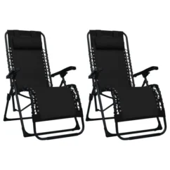 Meilleures ventes 22 Chaises Pliables De Terrasse 2 Pcs Noir TextilĂšne