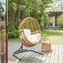 COSTA Fauteuil Oeuf Suspendu En Résine Tressée - Coussin En Polyester