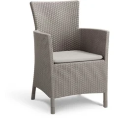 Fauteuil De Jardin Cappucino - Aspect Rotin Tressé Avec Coussin Polyester - ALLIBERT BY KETER - IOWA
