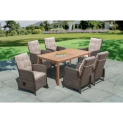 Fauteuil De Jardin Inclinable En Acier Et Résine Tressée - Assise Et Dossier Avec Coussins - 72,5 X 60,5 X H.95,5 Cm - Couleur Roti -Chair Soldes Boutique fauteuil de jardin inclinable en acier et resine tressee assise et dossier avec coussins 72 5 x 60 5 x h 95 5 cm couleur roti 3612408314442 728784