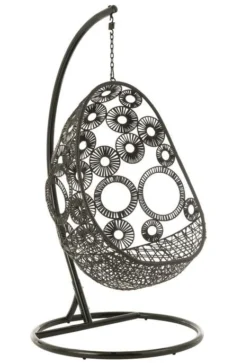 Fauteuil Suspendu Avec Coussins Métal Et Roseau Noir Bula -Chair Soldes Boutique fauteuil suspendu avec coussins metal et roseau noir bula 5400924207267 1336070