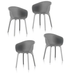 IDEA Lot De 4 Chaises De Jardin - Diva - Grise