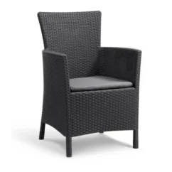 IOWA Fauteuil De Jardin Aspect Rotin Tressé Gris