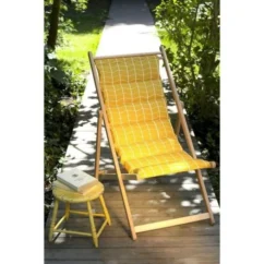 JARDIN PRIVE Chilienne Matelassée Oslo - Avec Toile Amovible - 3 Positions D'inclinaison - Safran