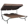 Lit De Jardin 2 Places Polyester Marron Et Métal Noir Motio