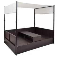 Lit De Jardin à Baldaquin Résine Tressée Marron Uvo -Chair Soldes Boutique lit de jardin a baldaquin resine tressee marron uvo 3666722560306 384074