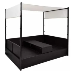 Lit De Jardin à Baldaquin Résine Tressée Noire Uvo -Chair Soldes Boutique lit de jardin a baldaquin resine tressee noire uvo 3666722560290 384079