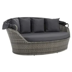 Lit De Jardin Avec Auvent Résine Tressée Et Polyester Gris Uvo -Chair Soldes Boutique lit de jardin avec auvent resine tressee et polyester gris uvo 8718475616474 384066