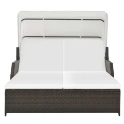 Lit De Jardin Avec Auvent Résine Tressée Marron Et Blanc Imia -Chair Soldes Boutique lit de jardin avec auvent resine tressee marron et blanc imia 3666722558815 385541